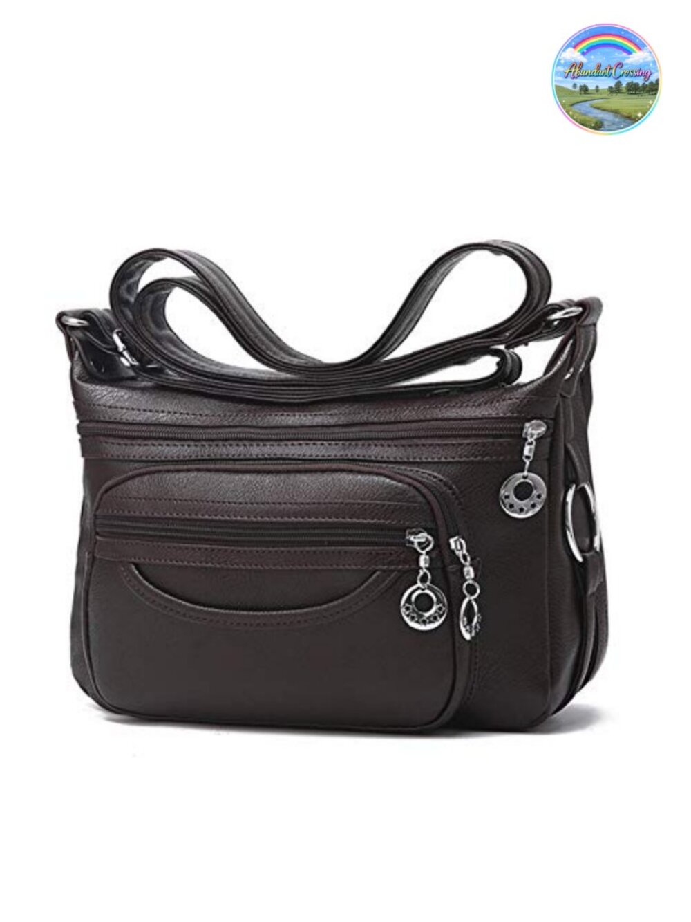 Women Crossbody Bag Waterproof Leather Satchel Adjustable Strap Multiple Pockets